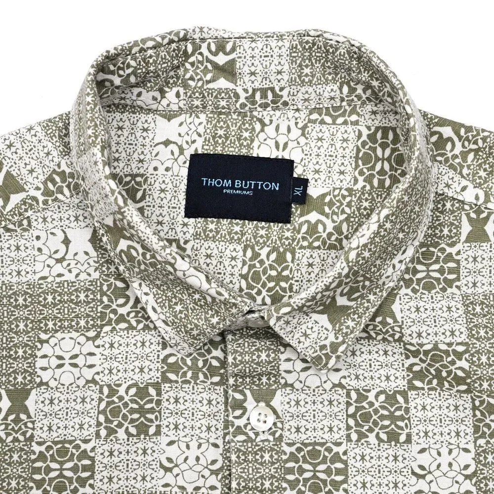 Thomas Button Premiums Shirt Mens‎ XL Long Sleeve Floral Geometric Button Up